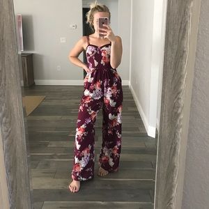 Floral jumpsuit.